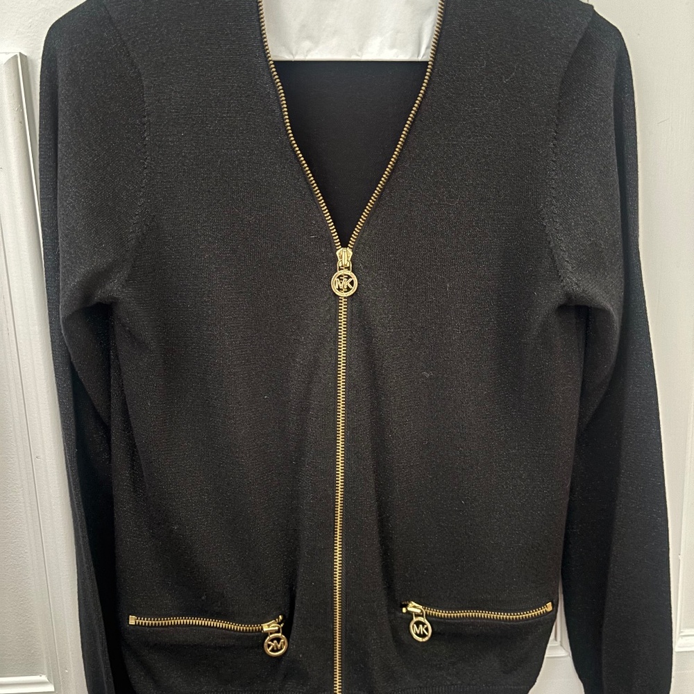 Michael Kors gold zippered cardigan